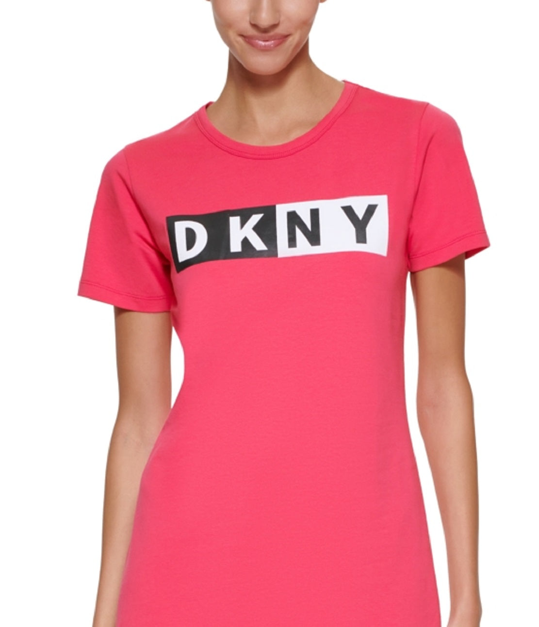 DKNY Women's Cotton Logo T-Shirt Dress Pink Size Medium