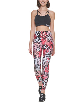 DKNY Women's Printed High Waist 7/8 Leggings Pink Size Large