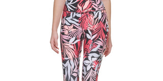 DKNY Women's Printed High Waist 7/8 Leggings Pink Size Large