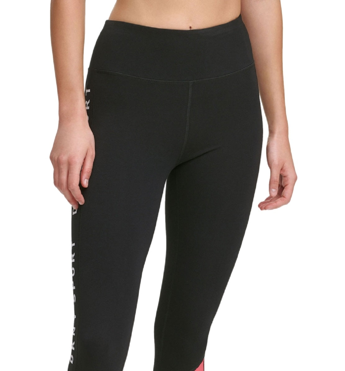 DKNY Women's High Waist Colorblocked 7/8 Leggings Pink Size Large