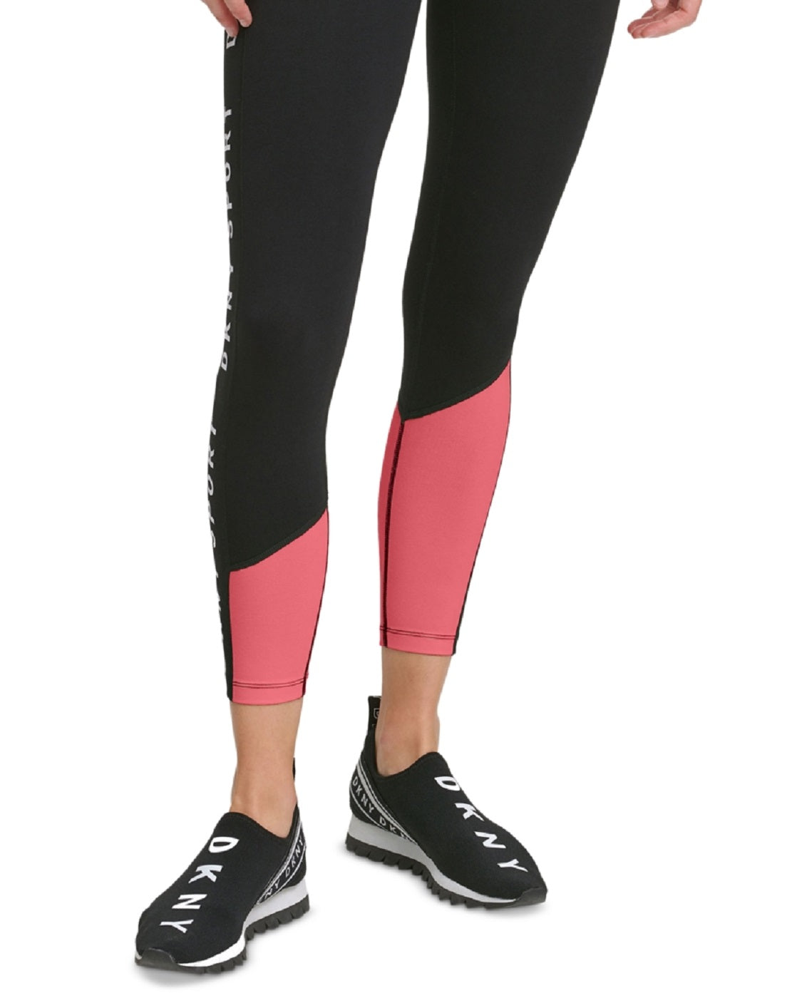 DKNY Women's High Waist Colorblocked 7/8 Leggings Pink Size Large