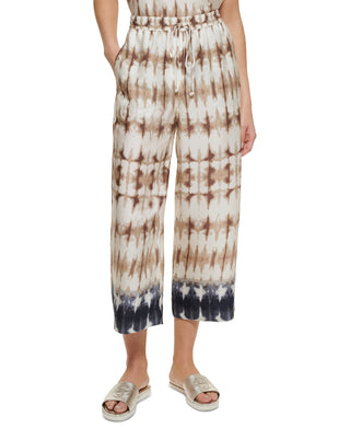 DKNY Women's Tie Dye Crop Pants Brown Size Medium
