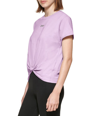 DKNY Women's Cotton Metallic Logo T-Shirt Purple