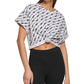 DKNY Women's Outline Logo Print Cropped Boxy T-Shirt White Size Small