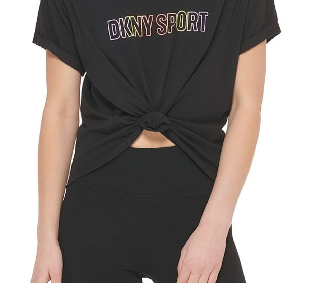 DKNY Women's Ombre Logo Tee Black Size X-Small