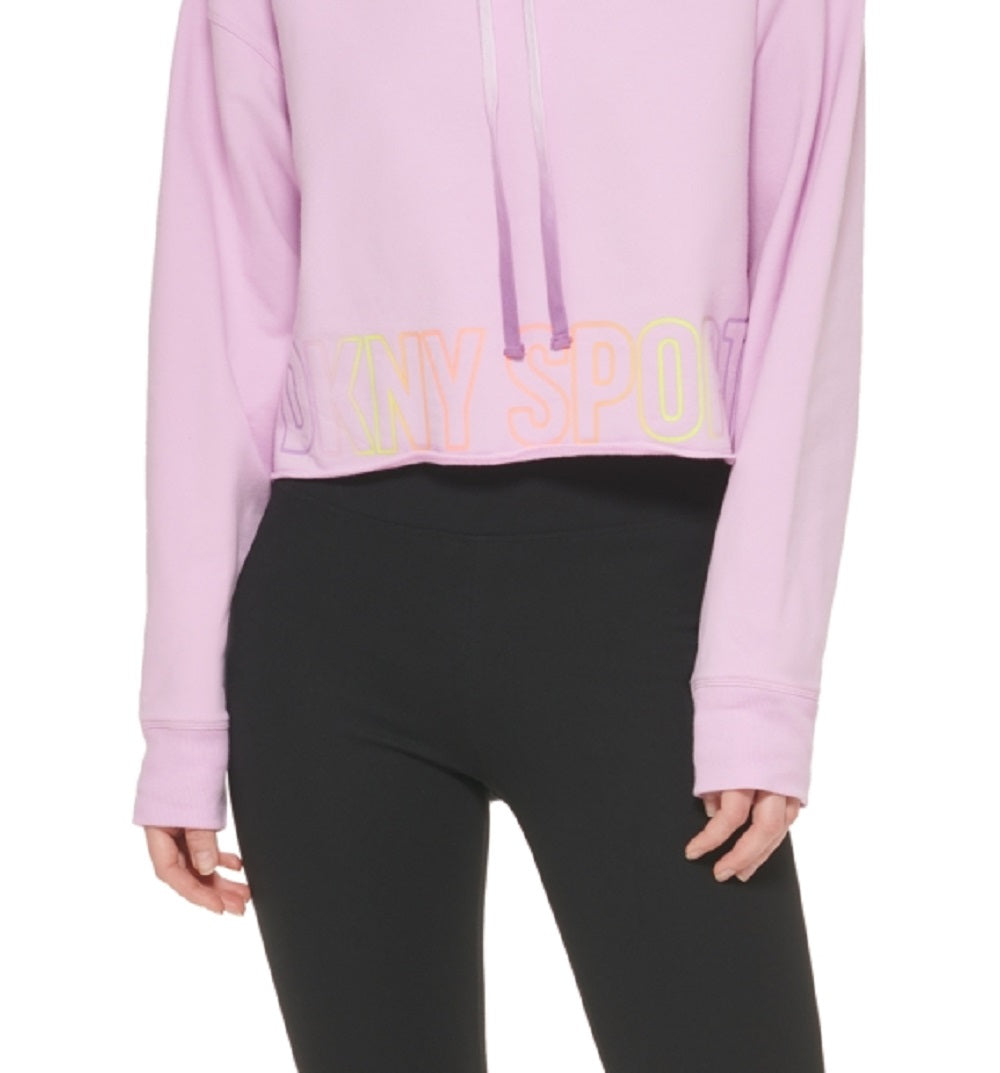 DKNY Women's Ombre Logo Funnel Neck Pullover Purple Size Large