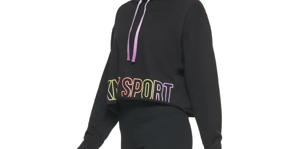 DKNY Women's Ombre Logo Funnel Neck Pullover Black Size X-Large