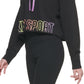 DKNY Women's Sport Ombre Logo Funnel Neck Pullover Black Size Medium