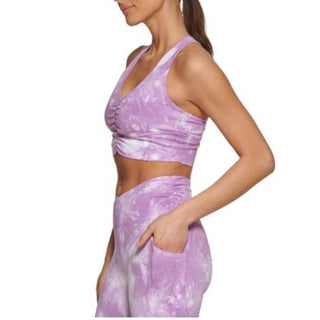 DKNY Sport Women's Tie-Dye Low Impact Sports Bra Purple Size Small