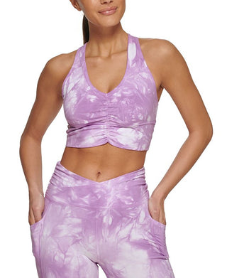 DKNY Sport Women's Tie-Dye Low Impact Sports Bra Purple Size Small