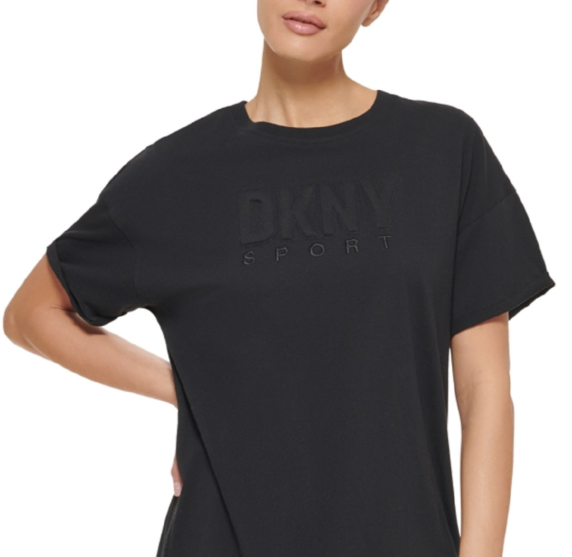 DKNY Women's Cotton Logo T-Shirt Black Size Medium