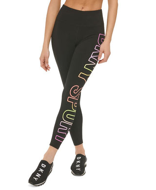 DKNY Women's Exploded Ombre Logo 7/8 Leggings Black Size Medium