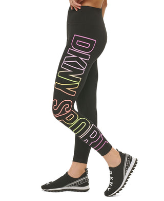 DKNY Women's Exploded Ombre Logo 7/8 Leggings Black Size Small