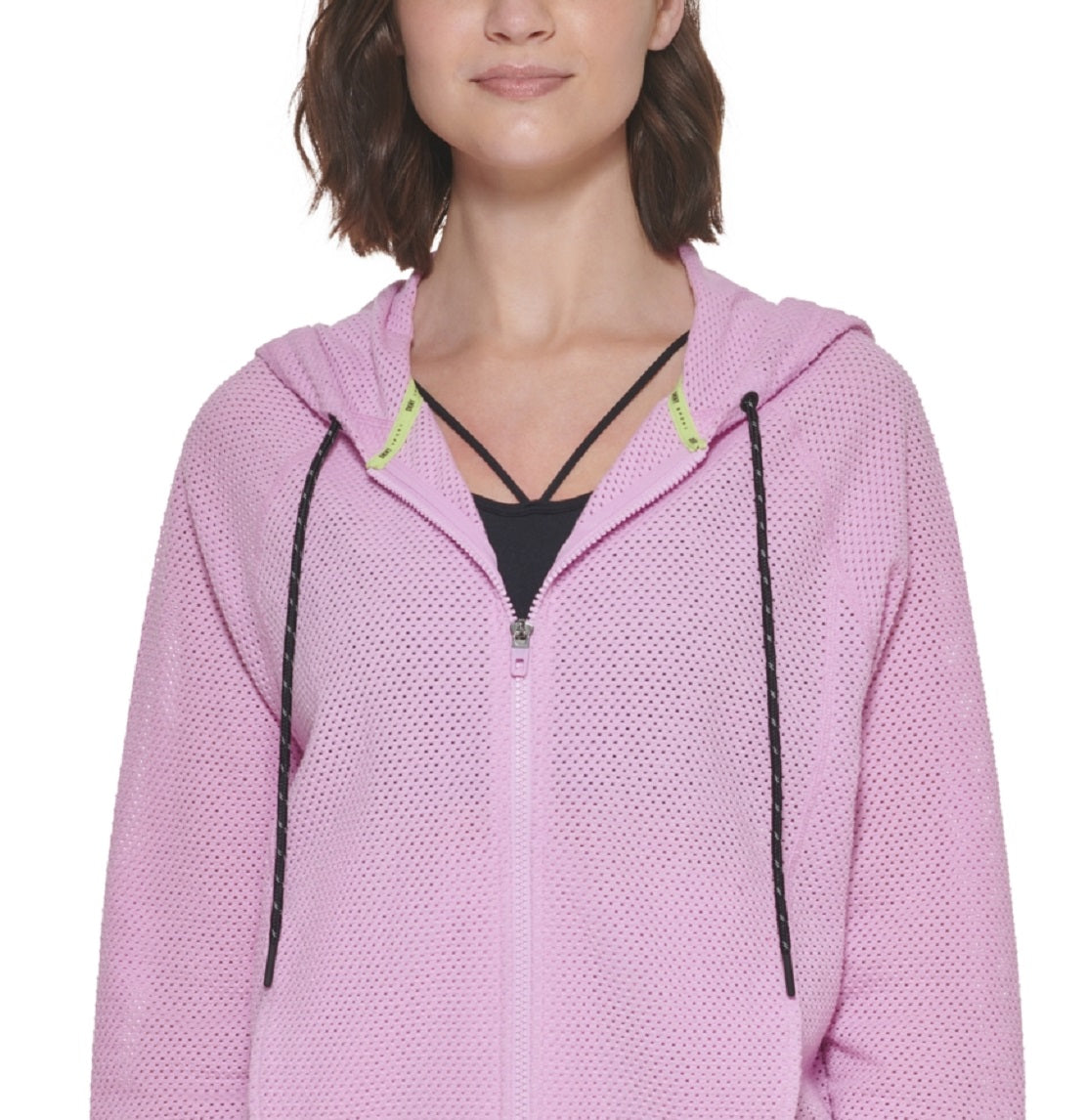 DKNY Women's Sprint Mesh Relaxed Full Zip Hoodie Purple Size Medium