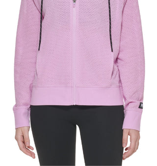 DKNY Women's Sprint Mesh Relaxed Full Zip Hoodie Purple Size Medium