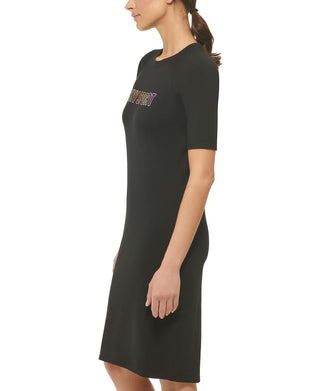 DKNY Women's Oommbre Logo Dress Black Size Large
