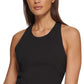 DKNY Women's Metallic Logo Cropped Tank Top Black Size Small