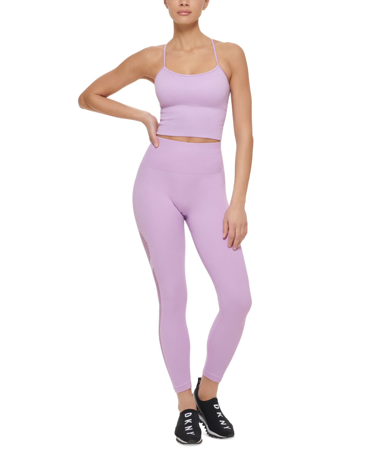 DKNY Women's Seamless High Rise 7/8 Length Leggings Purple Size Small