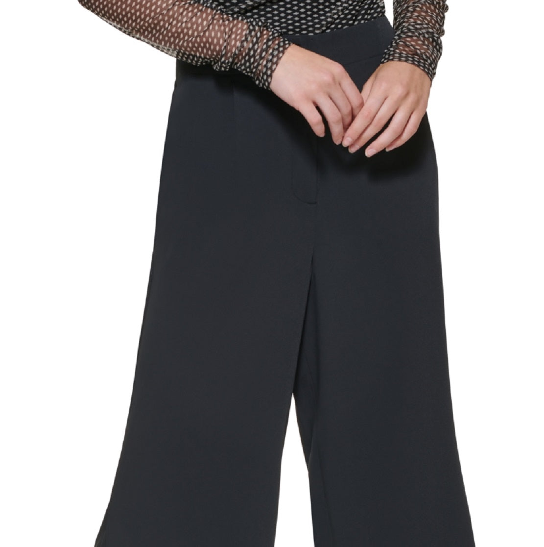 DKNY Women's Split Hem Wide Leg Pants Black