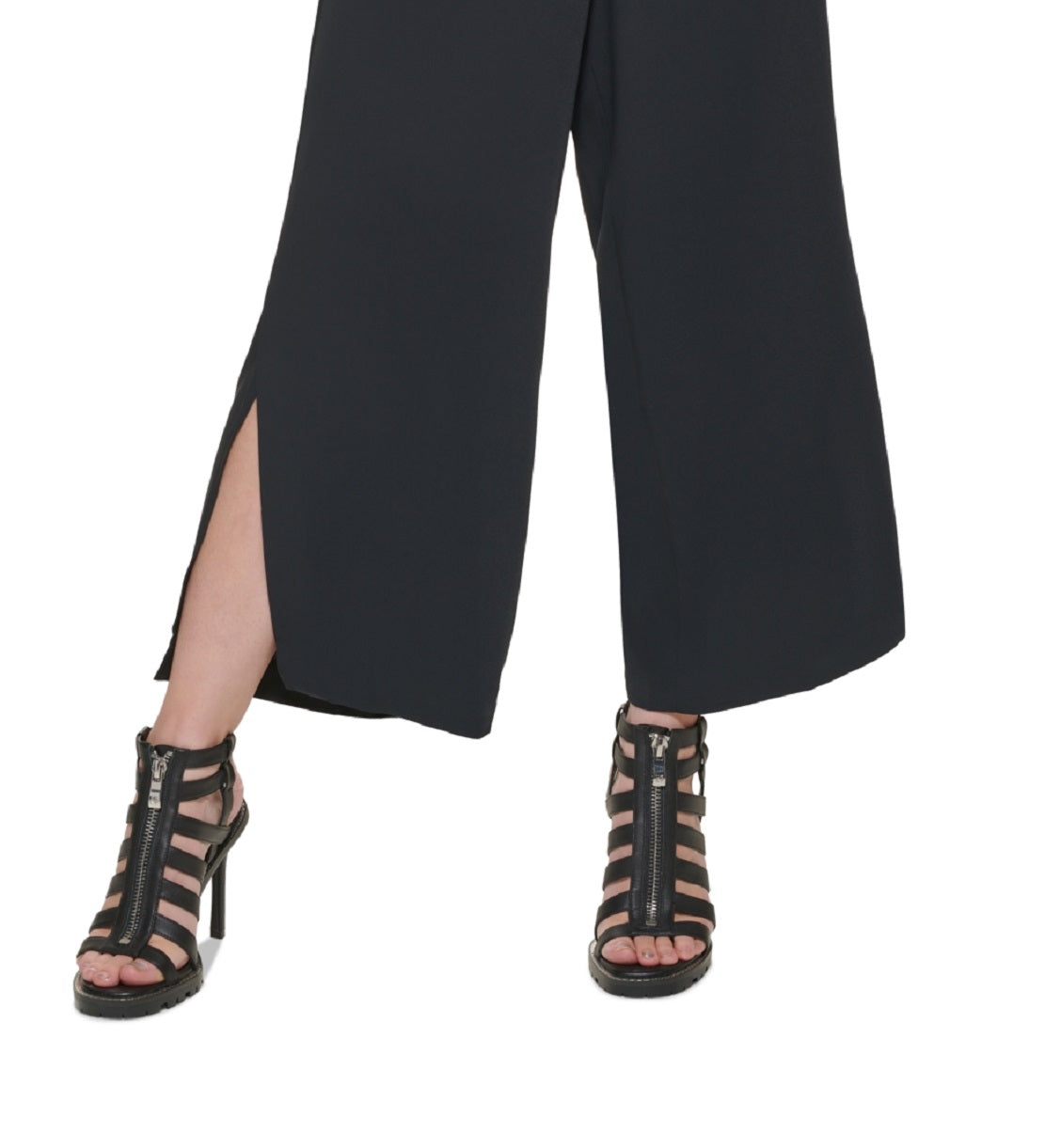 DKNY Women's Split Hem Wide Leg Pants Black
