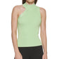 DKNY Women's Asymmetrical Mock Neck Sweater Green Size Small