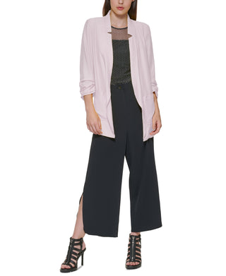 DKNY Women's Scrunch Sleeve Oversize Blazer Pink Size X-Large