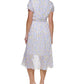 DKNY Women's Flutter Sleeve Faux Wrap Midi Dress White Size 14
