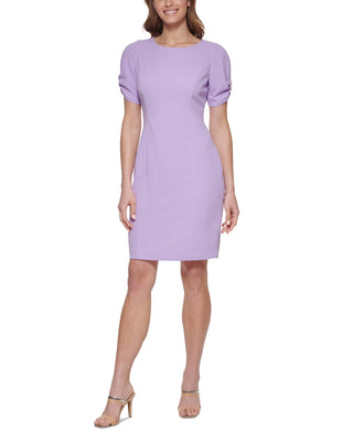 DKNY Women's Puff Sleeve Sheath Dress Purple Size 2