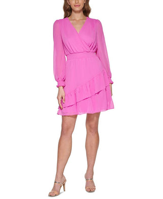 Dkny Women's Smocked-Waist Dress Pink Size 8
