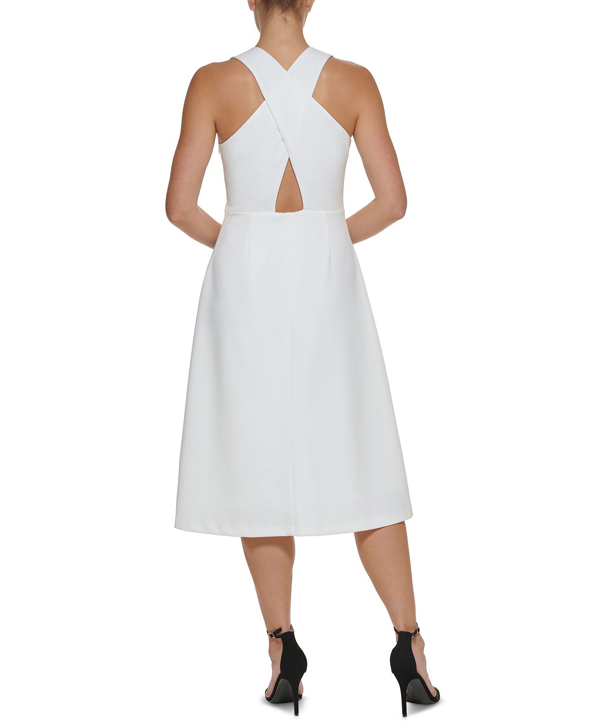 DKNY Women's Cross Back Midi Dress White Size 2