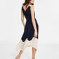 DKNY Women's Colorblocked Faux Wrap Dress Blue Size 12