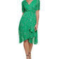 DKNY Women's Ruched Sleeve Faux Wrap Dress Green Size 8