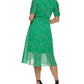 DKNY Women's Ruched Sleeve Faux Wrap Dress Green Size 8