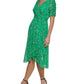 DKNY Women's Ruched Sleeve Faux Wrap Dress Green Size 8