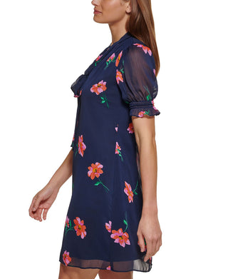 DKNY Women's Short Sleeve Swing Dress Blue Size 12