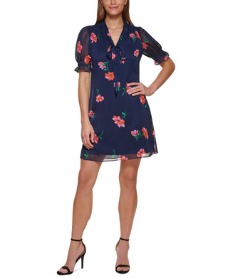 DKNY Women's Short Sleeve Swing Dress Blue Size 4