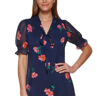 DKNY Women's Short Sleeve Swing Dress Blue Size 4