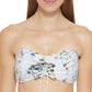 DKNY Women's Printed Bandeau Tie Front Bikini Top Swimsuit Blue