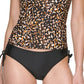 DKNY Women's Printed One Shoulder Tankini Top Swimsuit Black Size Medium