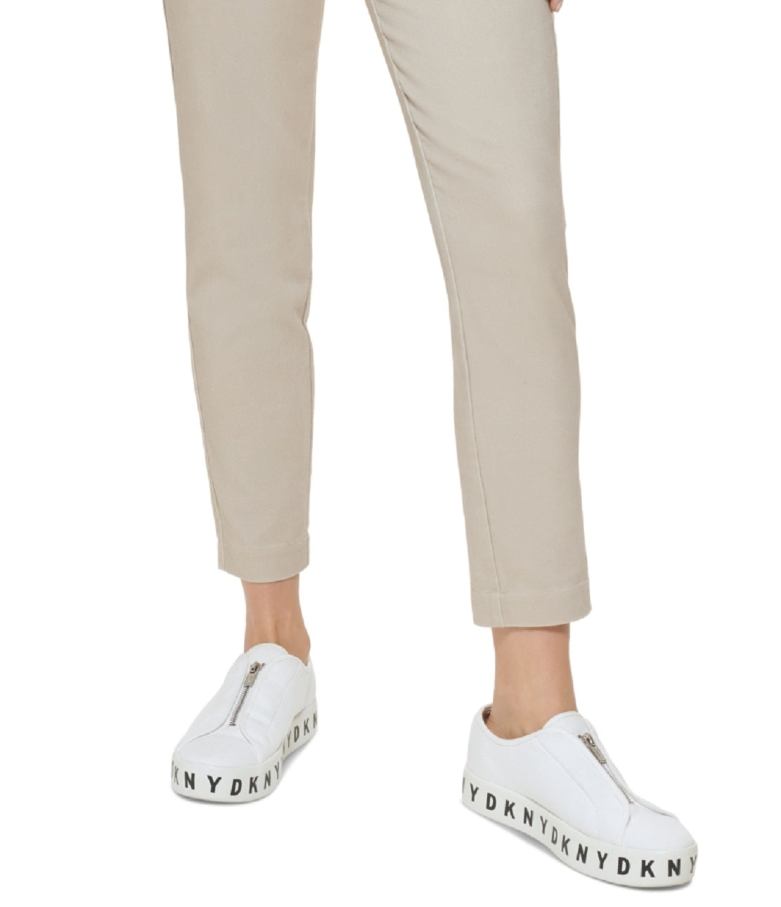 DKNY Women's Twill Side Zip Ankle Pants Brown Size 6