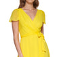 DKNY Women's Short Sleeve Faux Wrap Dress Yellow Size 10