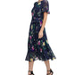 DKNY Women's Printed Godet Skirt Midi Dress Blue Size 10 Petite