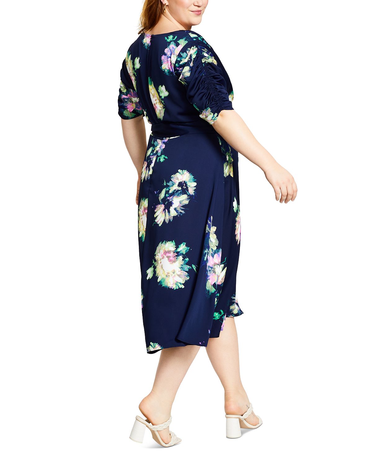 DKNY Women's Printed Faux Wrap Dress Blue Size 22W