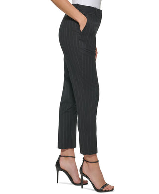 DKNY Women's High Waist Striped Pants Black Size 8Petite
