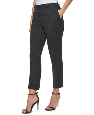 DKNY Women's High Waist Striped Pants Black Size 8Petite