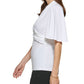 DKNY Women's Ruched Flutter Sleeve Top White Size Medium