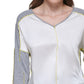 DKNY Women's Mixed Media V Neck Top Gray Size Medium
