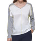 DKNY Women's Mixed Media V Neck Top Gray Size Medium
