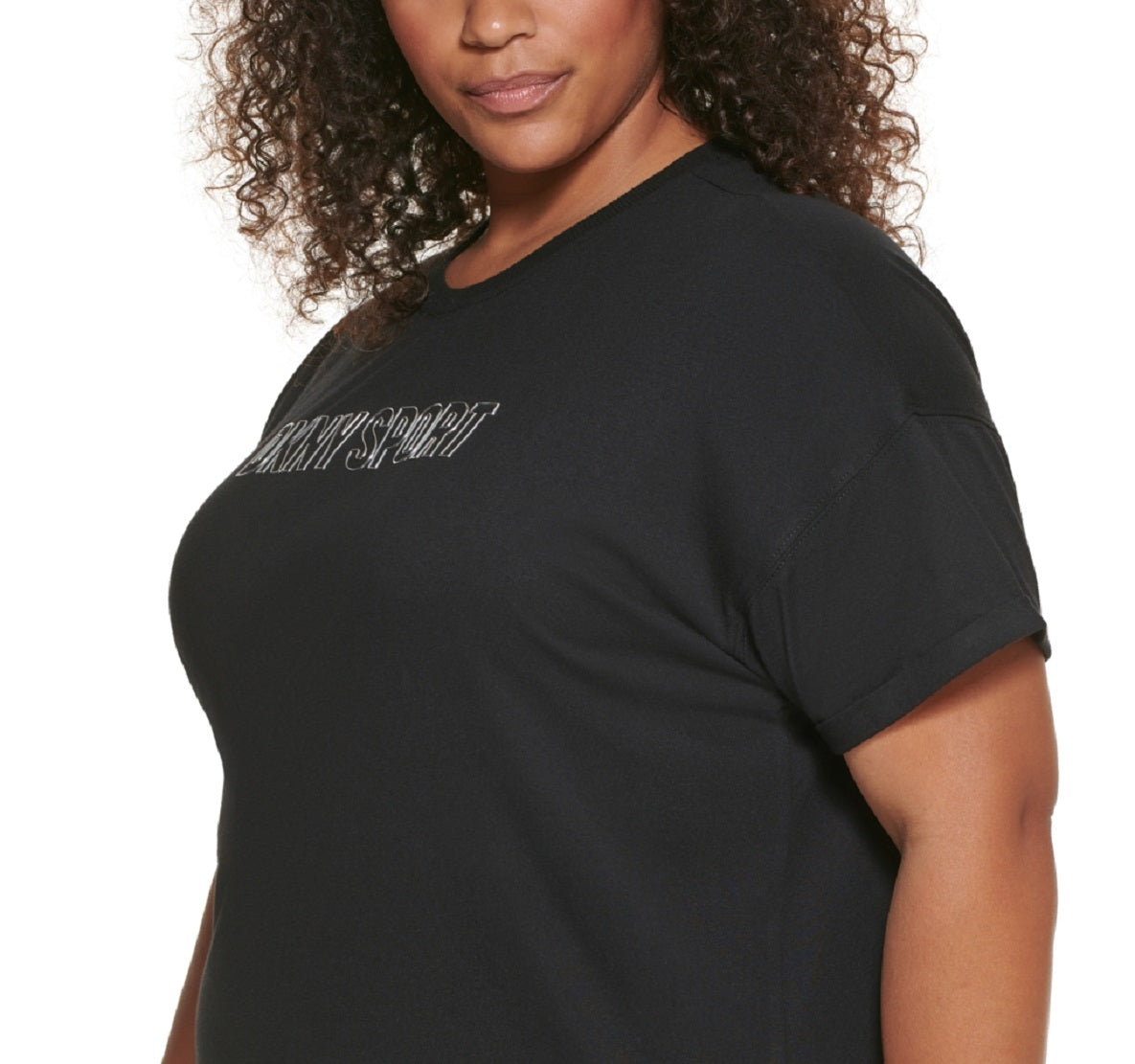 DKNY Women's Cotton Logo T-Shirt Black Size 1X