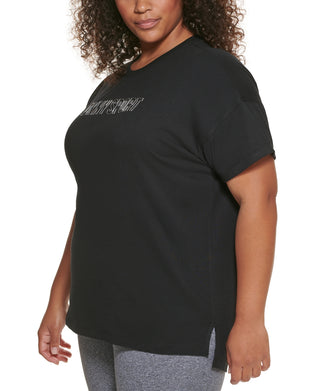 DKNY Women's Cotton Logo T-Shirt Black Size 1X